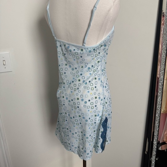 Y2K Blue Lace Trim Chemise slip dress coquette Fairycore Cottagecore M - Picture 6 of 7